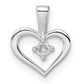 14k White Gold Heart Pendant Mounting (No Stone Included)