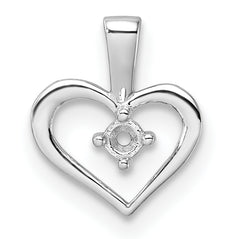 14k White Gold Heart Pendant Mounting (No Stone Included)