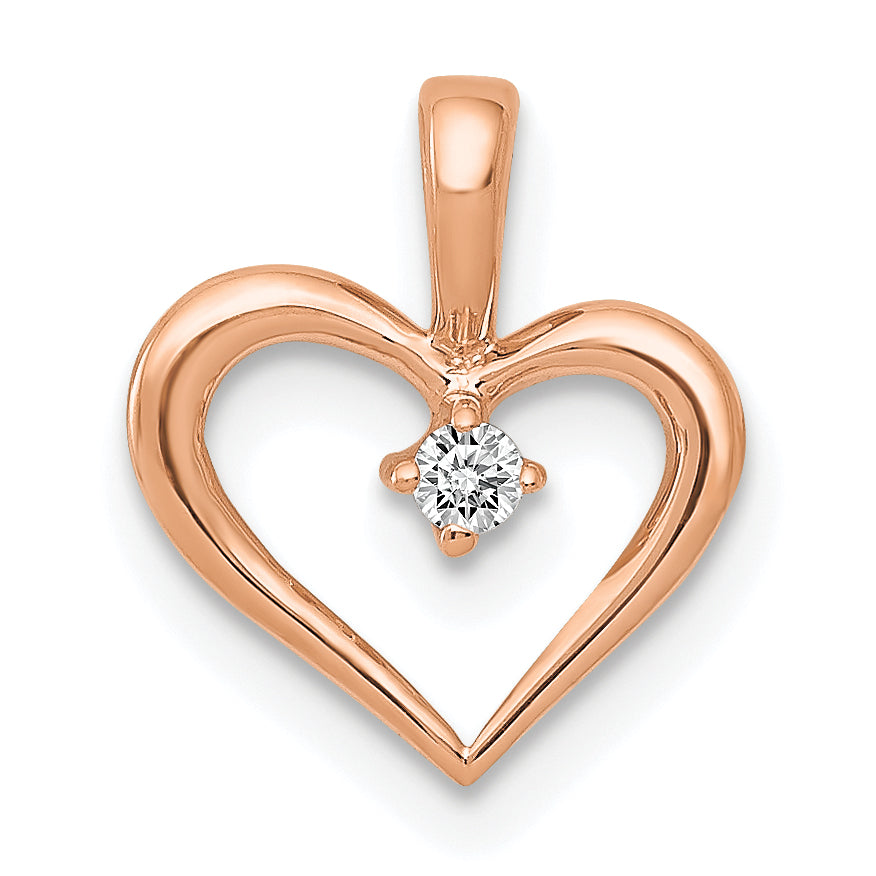 14K Rose Gold AA .05ct. Diamond Heart Pendant