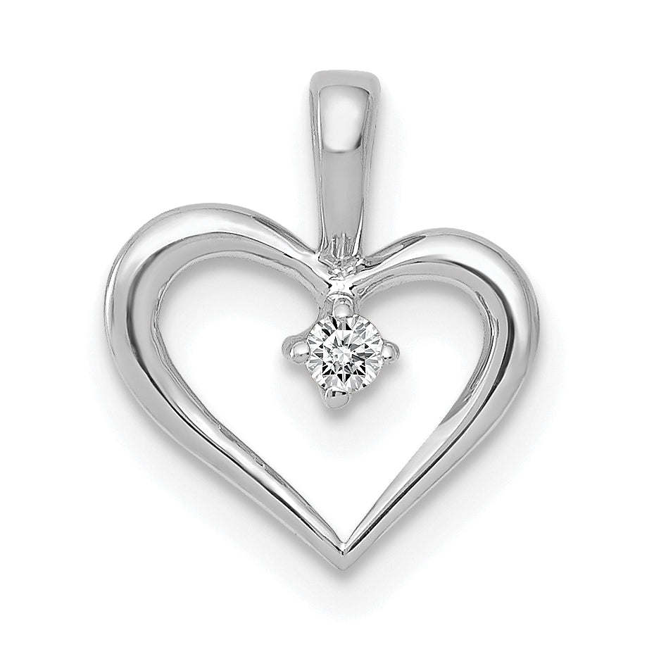 14K White Gold AA .05ct. Diamond Heart Pendant