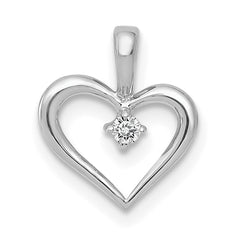 14K White Gold AA .05ct. Diamond Heart Pendant