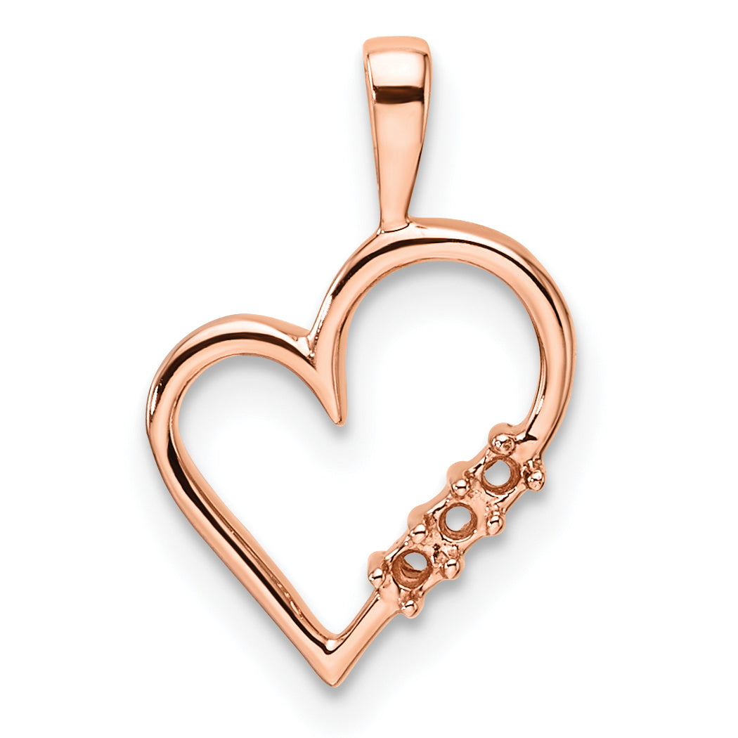 14k Rose Gold Heart Pendant Mounting (No Stone Included)