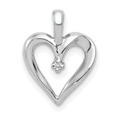 14k White Gold .01 carat AA Diamond Heart Pendant