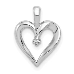 14k White Gold Holds 1-1.3mm Stone Heart Pendant Mounting (No Stone Included)