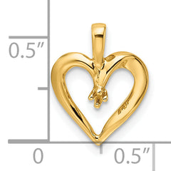 14k Holds 1-1.3mm Stone Heart Pendant Mounting (No Stone Included)