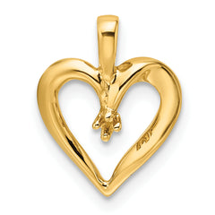 14k Holds 1-1.3mm Stone Heart Pendant Mounting (No Stone Included)
