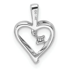 14k White Gold Heart Pendant Mounting (No Stone Included)
