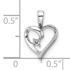 14k White Gold Heart Pendant Mounting (No Stone Included)