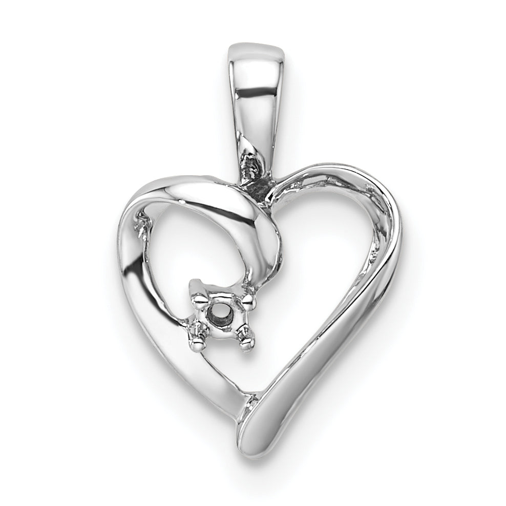 14k White Gold Heart Pendant Mounting (No Stone Included)