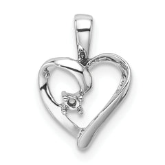 14k White Gold Heart Pendant Mounting (No Stone Included)
