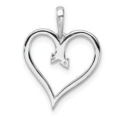 14k White Gold Heart Pendant Mounting (No Stone Included)