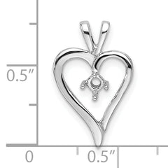 14k White Gold Heart Pendant Mounting (No Stone Included)