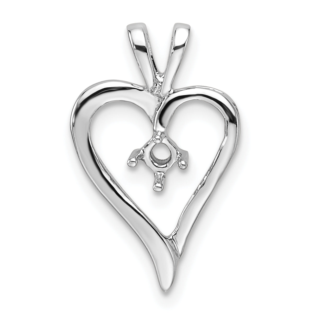 14k White Gold Heart Pendant Mounting (No Stone Included)