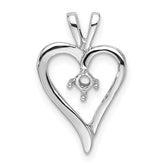 14k White Gold Heart Pendant Mounting (No Stone Included)