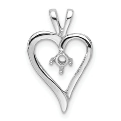 14k White Gold Heart Pendant Mounting (No Stone Included)