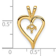 14k Heart Pendant Mounting (No Stone Included)