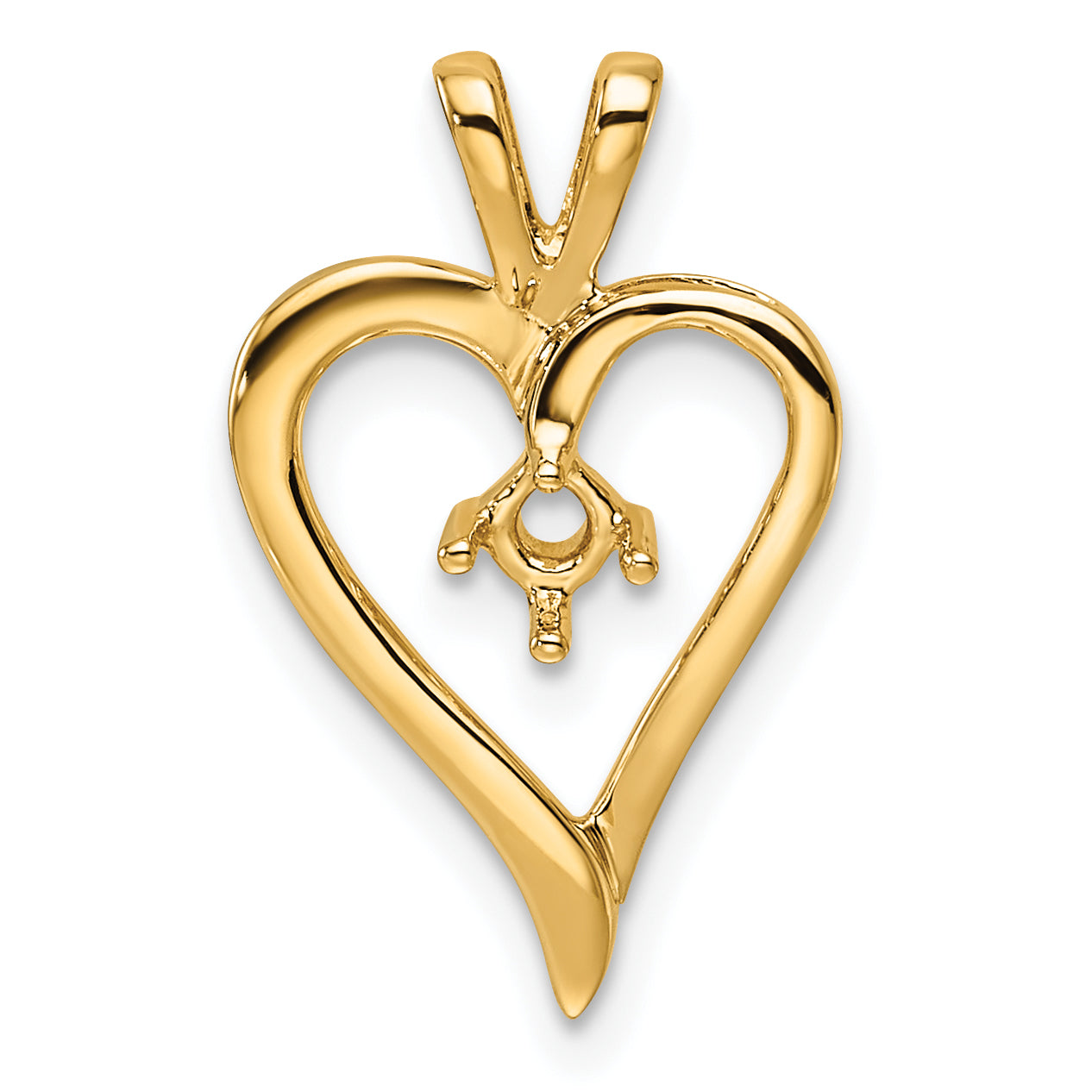 14k Heart Pendant Mounting (No Stone Included)