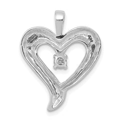 14k White Gold 1/10 carat AA Diamond Heart Pendant