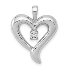 14k White Gold Holds 1-2.9mm Stone Heart Pendant Mounting (No Stone Included)