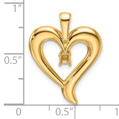 14k Holds 1-2.9mm Stone Heart Pendant Mounting (No Stone Included)