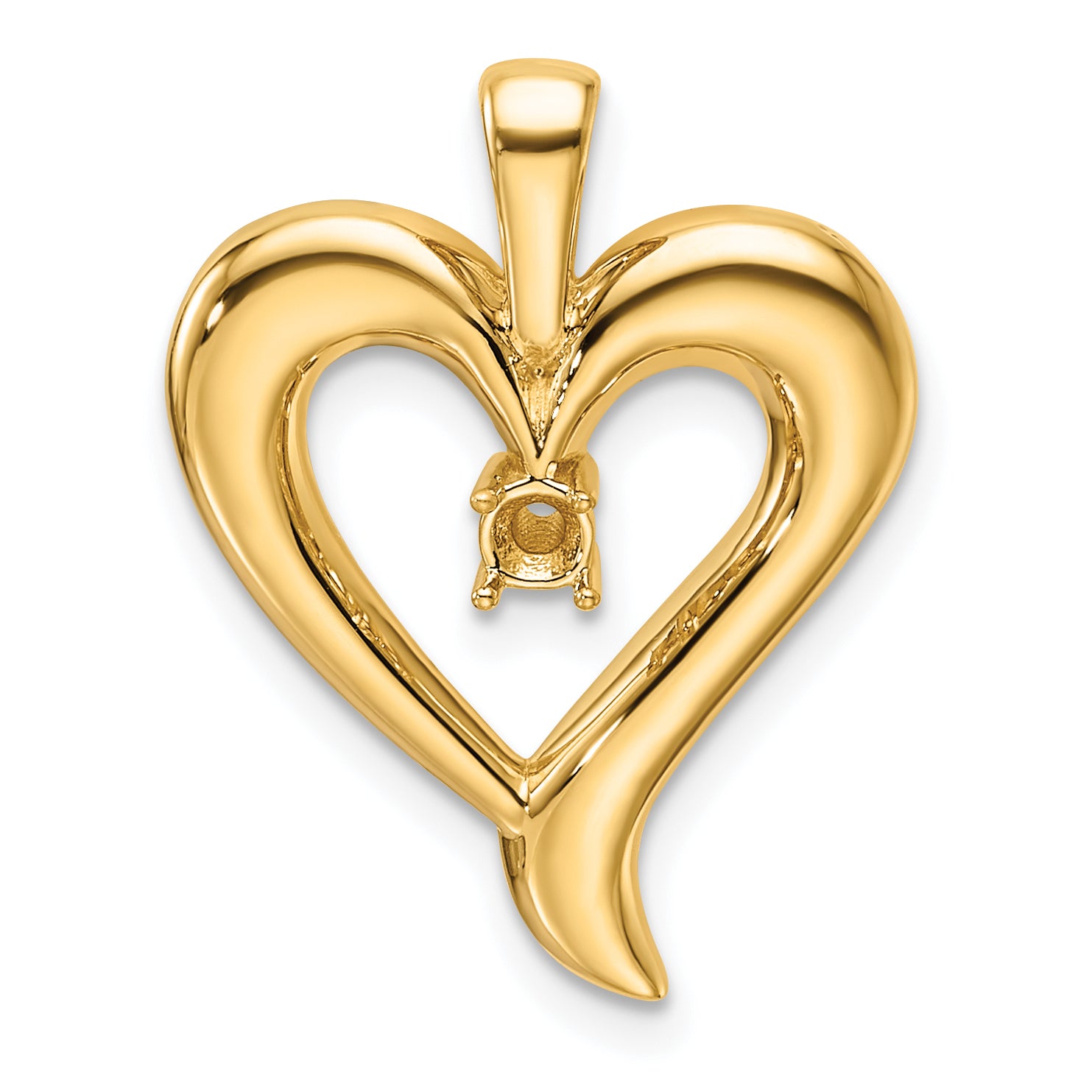14k Holds 1-2.9mm Stone Heart Pendant Mounting (No Stone Included)