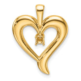 14k Holds 1-2.9mm Stone Heart Pendant Mounting (No Stone Included)
