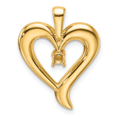 14k Holds 1-2.9mm Stone Heart Pendant Mounting (No Stone Included)