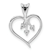 14k White Gold Holds 3-1.6mm Stones Heart Pendant Mounting (No Stone Included)