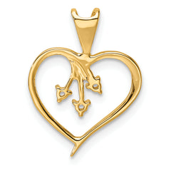 14k Holds 3-1.6mm Stones Heart Pendant Mounting (No Stone Included)