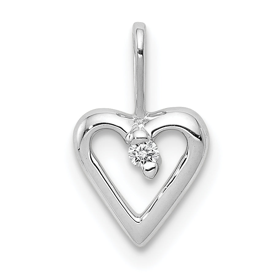 14k White Gold .02 carat Diamond Heart Pendant