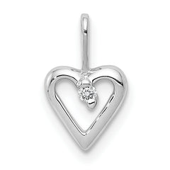 14k White Gold .02 carat Diamond Heart Pendant