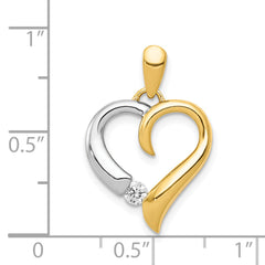 14k Two-tone 1/15 carat Diamond Heart Pendant