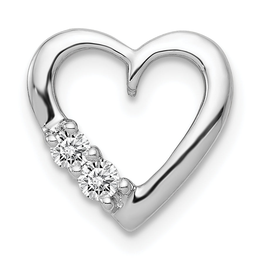 14k White Gold 1/10 carat Diamond Heart Chain Slide