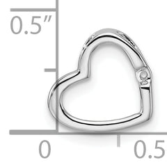 14k White Gold Holds 1-1.7mm Stone Heart Chain Slide Mounting (No Stone Included)