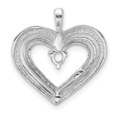 14k White Gold Double Heart Diamond Pendant Mounting (No Stone Included)