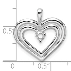 14k White Gold Double Heart Diamond Pendant Mounting (No Stone Included)