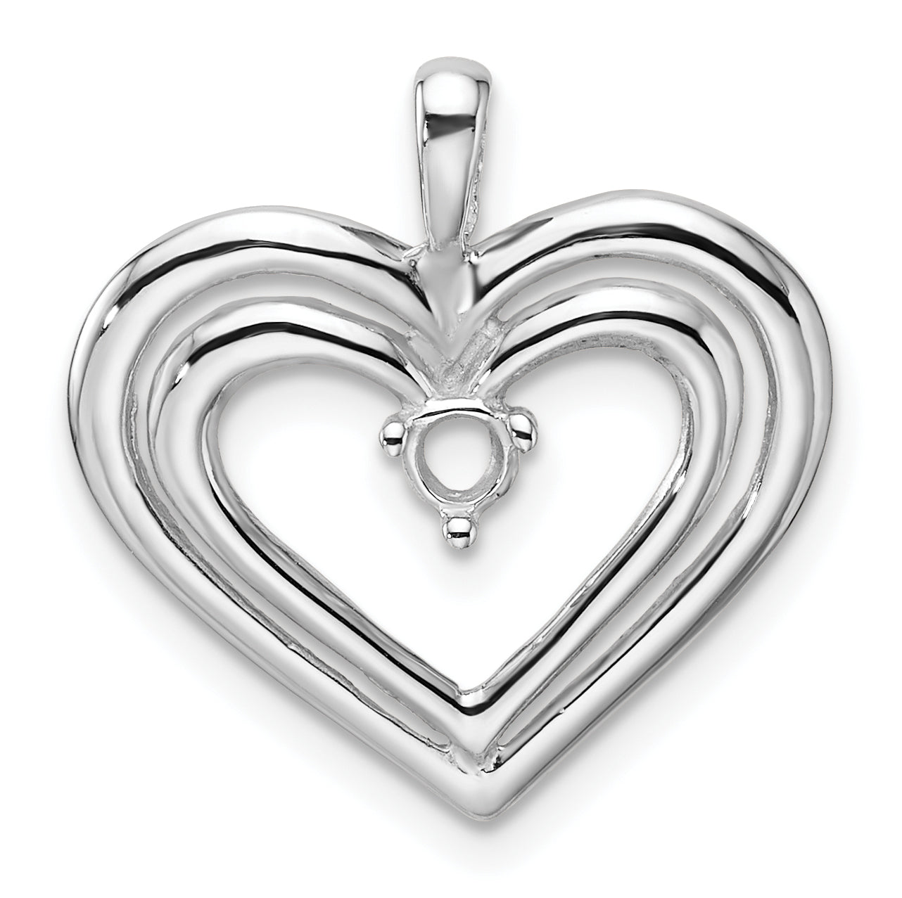 14k White Gold Double Heart Diamond Pendant Mounting (No Stone Included)
