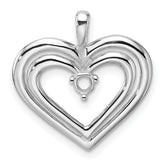 14k White Gold Double Heart Diamond Pendant Mounting (No Stone Included)