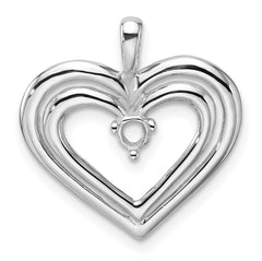14k White Gold Double Heart Diamond Pendant Mounting (No Stone Included)