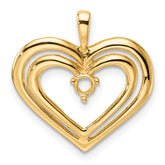 14k Double Heart Diamond Pendant Mounting (No Stone Included)