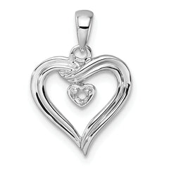 14k White Gold Heart Pendant Mounting (No Stone Included)