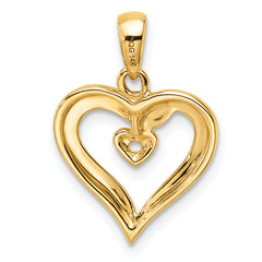 14k Heart Pendant Mounting (No Stone Included)