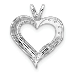 14k White Gold Holds 2-1.4mm/2-1.6mm Stones Heart Pendant Mounting (No Stone Included)