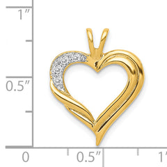 14k Holds 2-1.4mm/2-1.6mm Stones Heart Pendant Mounting (No Stone Included)
