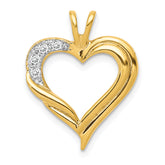 14k Holds 2-1.4mm/2-1.6mm Stones Heart Pendant Mounting (No Stone Included)