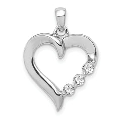 14k White Gold Three Stone 1/4 carat Diamond Heart Pendant