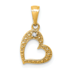 10K .01ct. Diamond Heart Pendant
