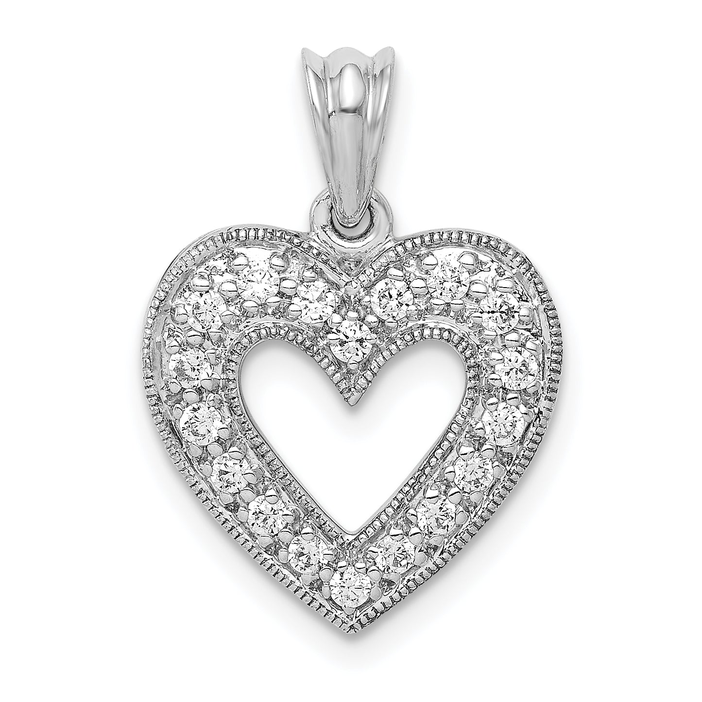 14k White Gold 1/4 carat Lab Grown Diamond VS/SI+ G+ Complete Heart Pendant