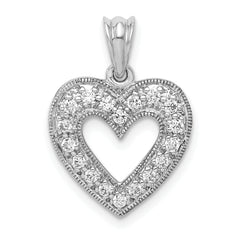 14k White Gold 1/4 carat Diamond Heart Pendant