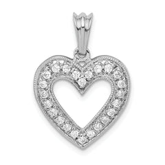 14k White Gold 1/3 carat Diamond Heart Pendant